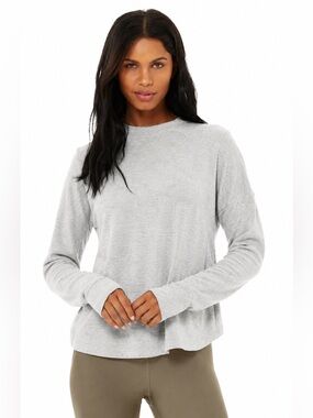 Alo Yoga Soho Pullover Sweater Alolux Size Small Athletic Grey